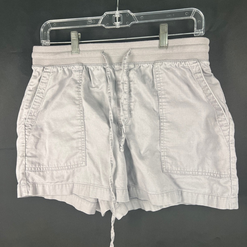 Gap Womens Light Grey Linen Blend Pull On Drawstring Utility Shorts Size Small
